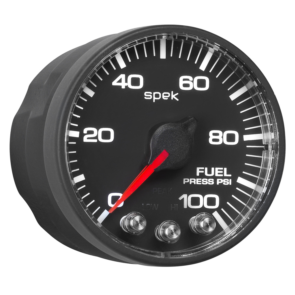 2-1/16" Kraftstoffdruck, 0-100 Psi, Spek-Pro, Black/Black, Ecu