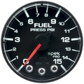 2-1/16" Kraftstoffdruck, 0-15 Psi, Spek-Pro, Black/Black, Ecu