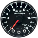 2-1/16" Kraftstoffdruck, 0-15 Psi, Spek-Pro, Black/Black, Ecu