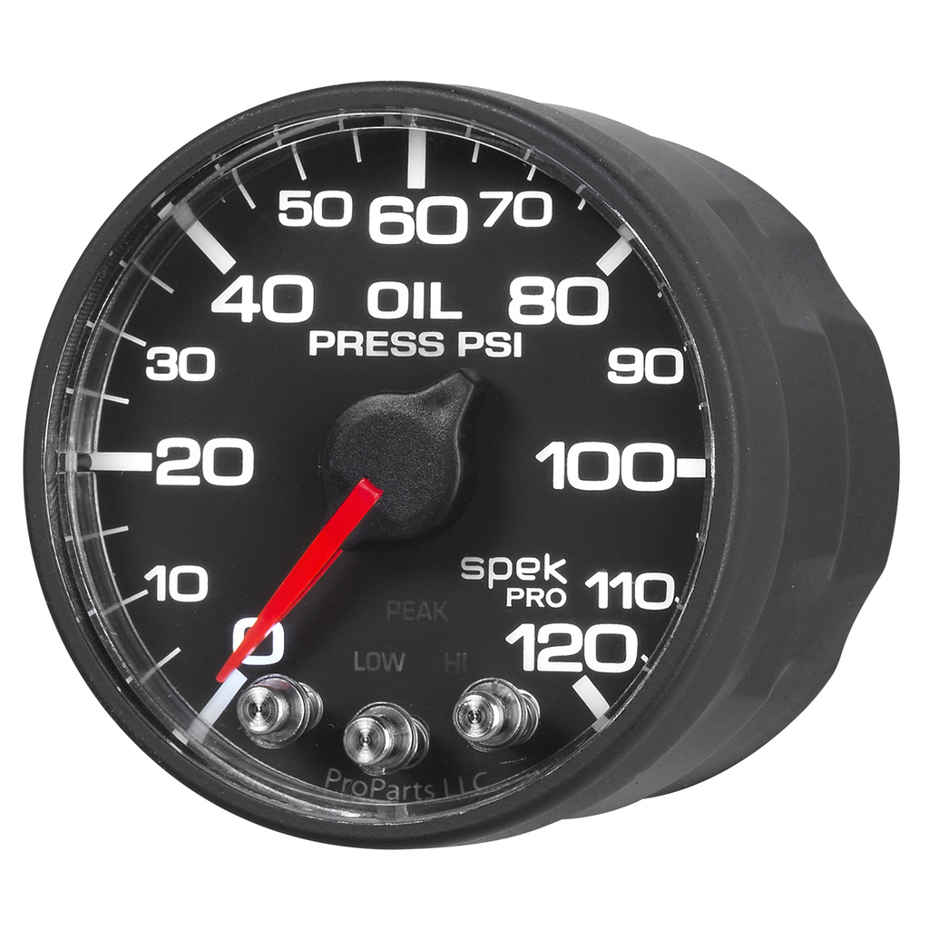 2-1/16" Öldruck, 0-120 Psi, Spek-Pro, Black/Black, Ecu
