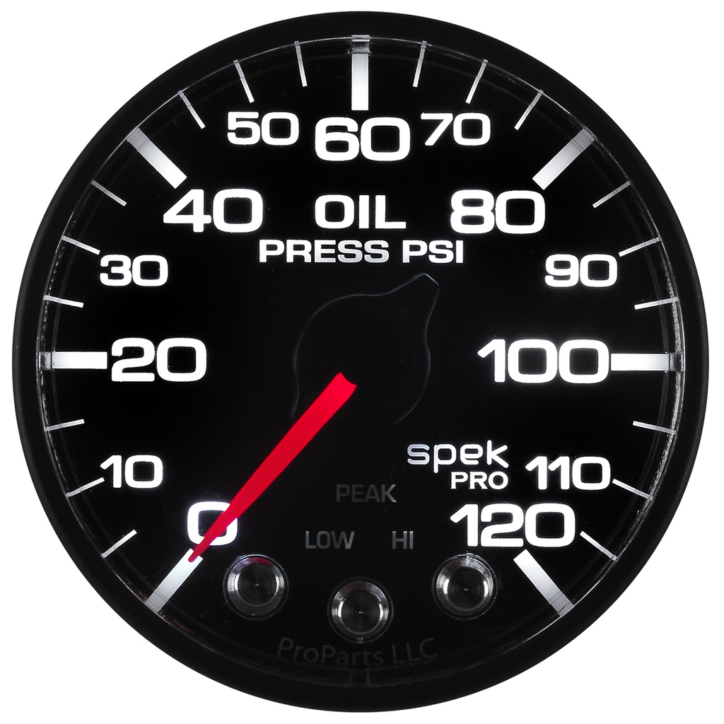 2-1/16" Öldruck, 0-120 Psi, Spek-Pro, Black/Black, Ecu