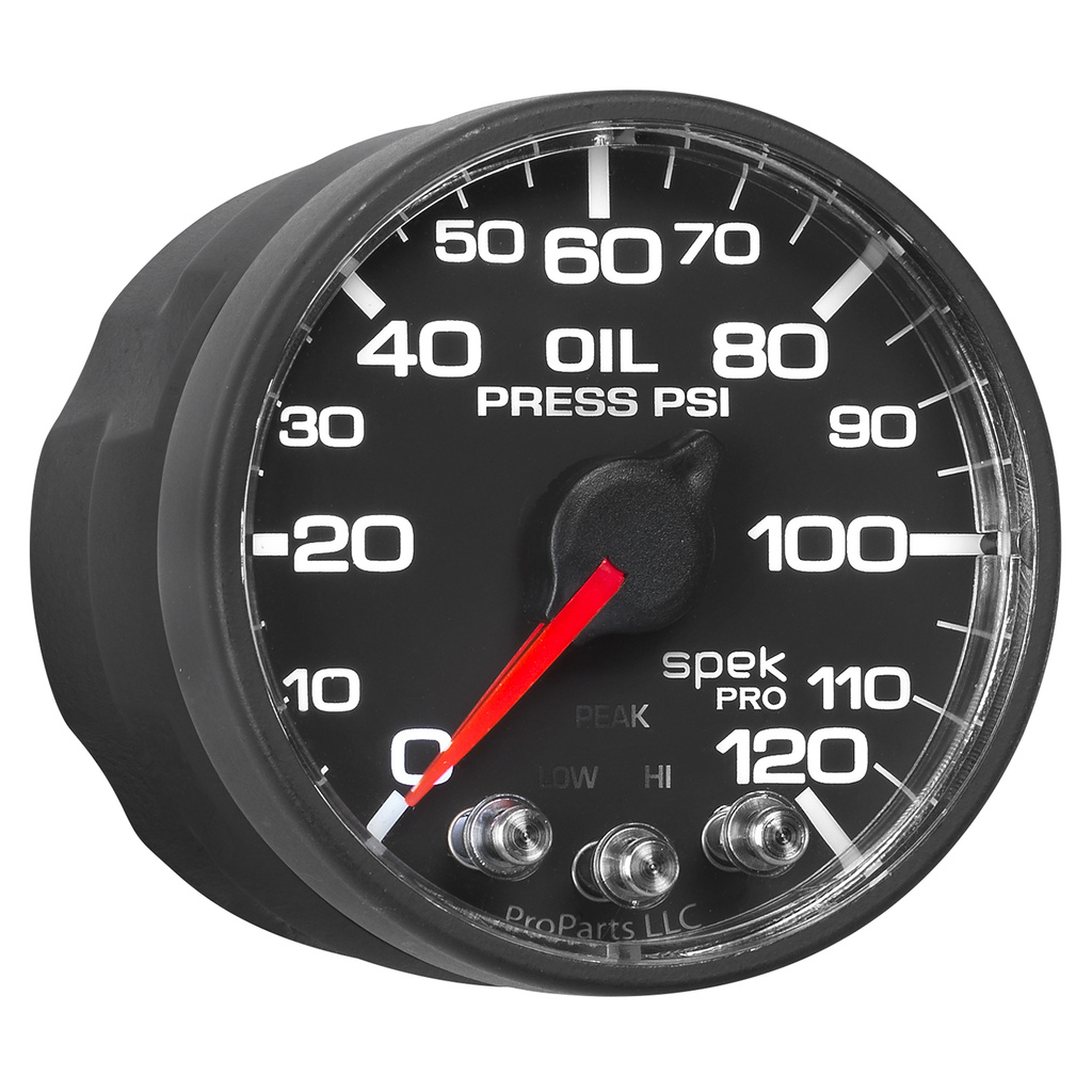 2-1/16" Öldruck, 0-120 Psi, Spek-Pro, Black/Black, Ecu