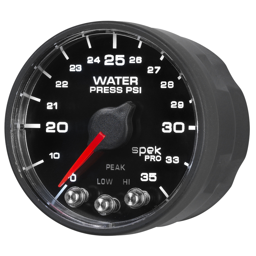 2-1/16" Wasserdruck, 0-35 Psi, Spek-Pro, Black/Black, Ecu