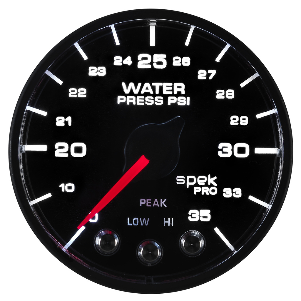 2-1/16" Wasserdruck, 0-35 Psi, Spek-Pro, Black/Black, Ecu