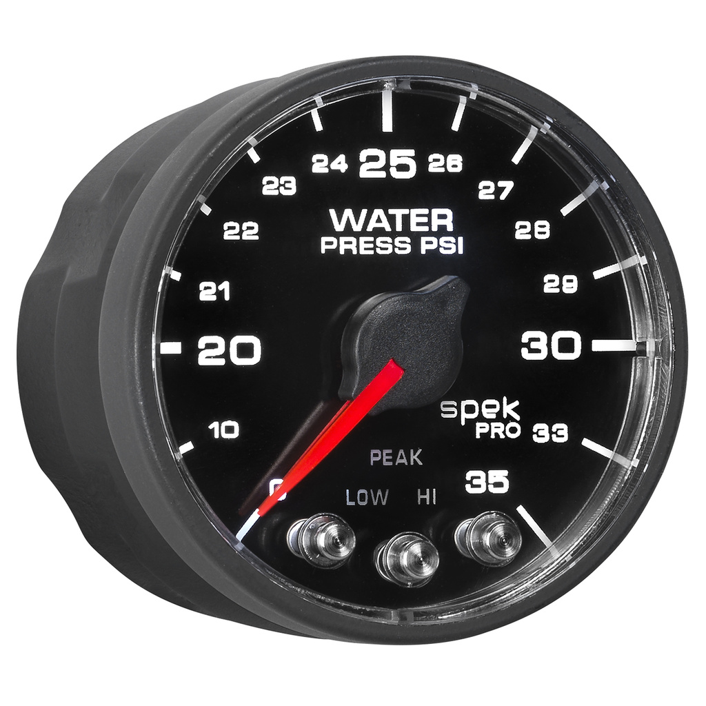 2-1/16" Wasserdruck, 0-35 Psi, Spek-Pro, Black/Black, Ecu