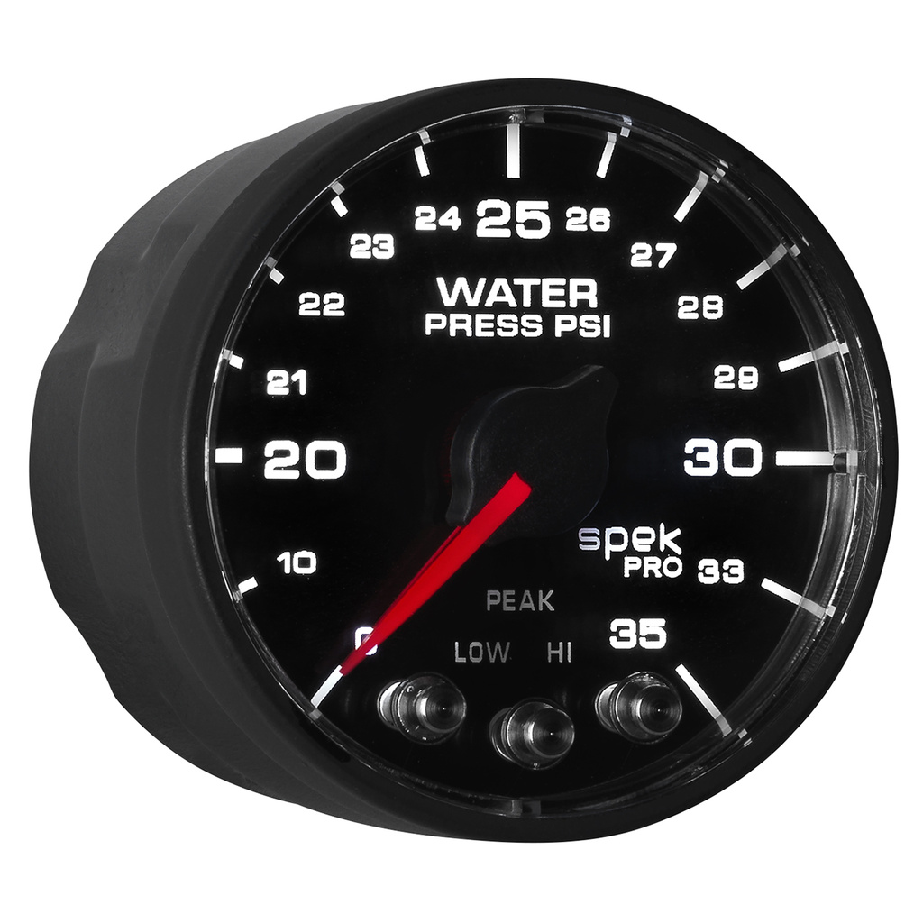 2-1/16" Wasserdruck, 0-35 Psi, Spek-Pro, Black/Black, Ecu