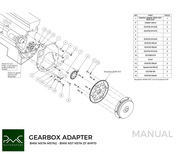 Getriebeadapter BMW M57N M57N2 - BMW N57N N57 Diesel ZF 8HP70