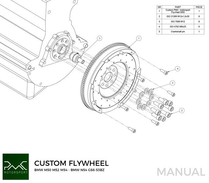 PMC-Schwungrad BMW M50 S50 M52 S52 M54 S54 - BMW N54 GS6-53Bz - 240mm 7150G / 15.76LB