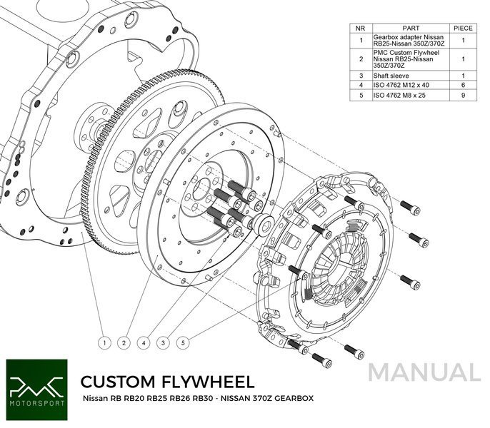 PMC-Schwungrad Nissan RB - Nissan 350z Z33 370Z Z34 - 250mm