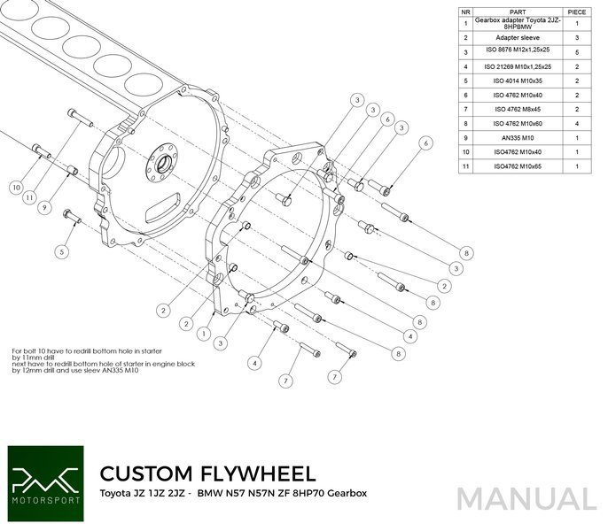 PMC Getriebeadapterplatte Toyota JZ 1JZ 2JZ