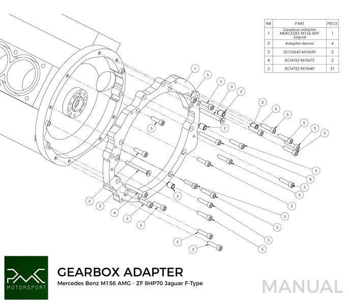 PMC Getriebeadapterplatte Mercedes-Benz V8 M156 AMG
